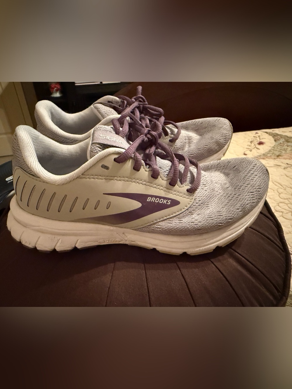 Brooks Women's Light Gray and Purple Running Shoes